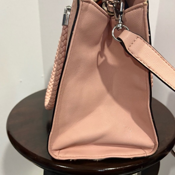 2/$25 Guess Pink Satchel with Braded Handles with Silver Accents - Picture 8 of 9